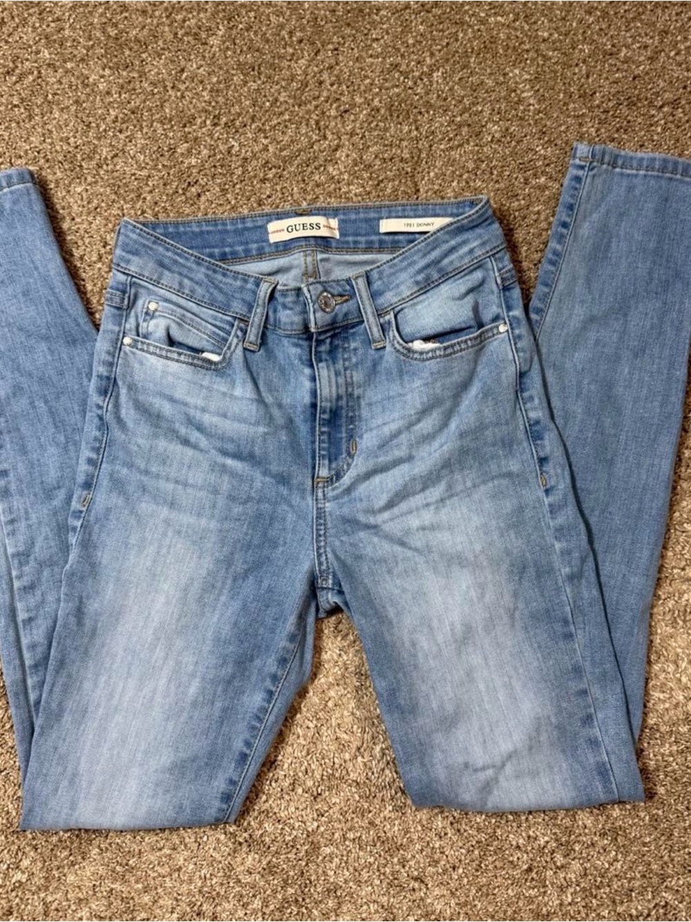 Guess Light Blue Straight Leg Jeans - Faded Wash